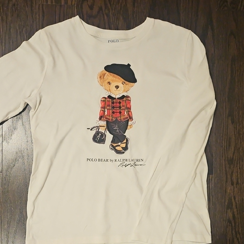 Polo by Ralph Lauren Cream Long Sleeve Tee with Graphic